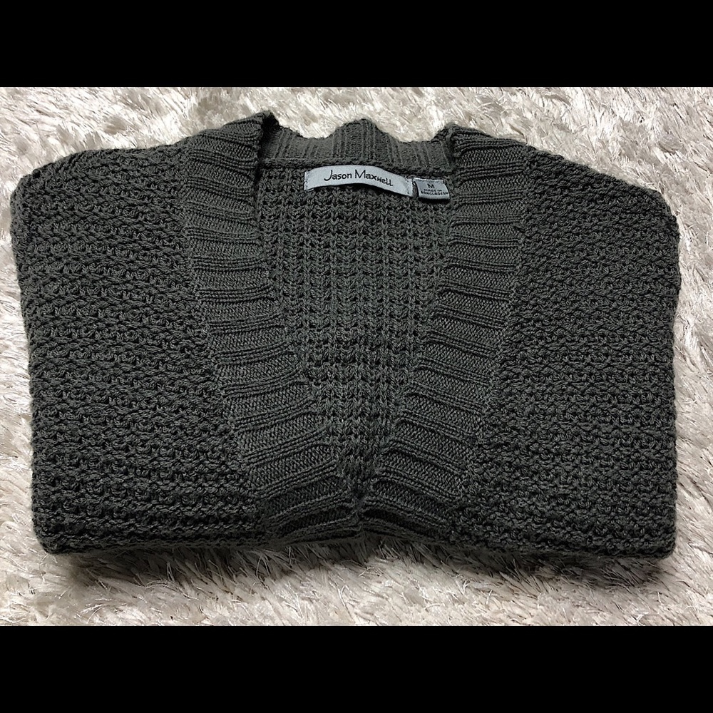 Grey open front cardigan sweater